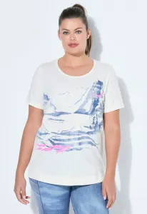 Футболка с принтом, окрашенная в технике румяна, с рукавами 1/2. Laurasøn, Cream