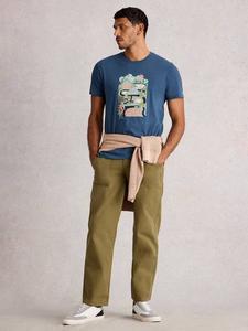 Футболка Abersoch с принтом Seek из хлопковой смеси Regular Fit White Stuff, Blue