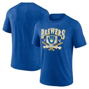 Мужская футболка Fanatics с логотипом Heather Royal Milwaukee Brewers Home Team Tri-Blend, цвет Brw Blue