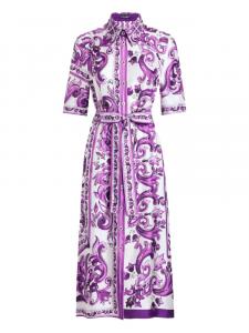 Dolce & Gabbana платье миди с принтом Majolica, белый