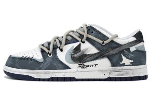 Кроссовки для скейтбординга Dunk мужские с низким верхом белого цвета Nike, темно-синий