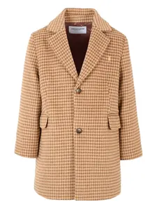 Однобортное пальто в ломаную клетку TRUSSARDI JUNIOR, коричневый