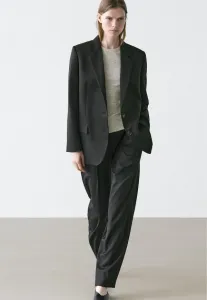 Двубортный пиджак из тонкой ткани Massimo Dutti, Black