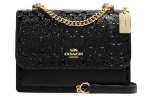 Кожаная сумка-мессенджер через плечо на цепочке Klare Patent с элементами из натуральной кожи черный COACH