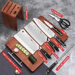 Mad Shark Ножи немецкие, кованые вручную, для дома, для разделки мяса и костей, набор из 7 предметов + разделочная доска из эбенового дерева