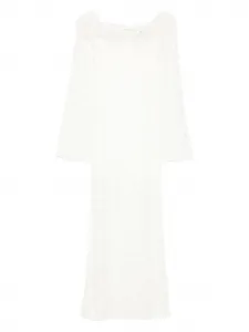 Платье миди с длинными рукавами и кружевом Manuri, белый