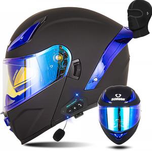 Шлем мотоциклетный TD-Helmet FMVSS-218, черный / синий