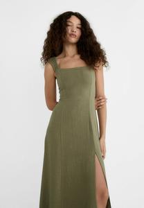 Повседневное платье FLOWING MIDI WITH CROSSED BACK Stradivarius, хаки