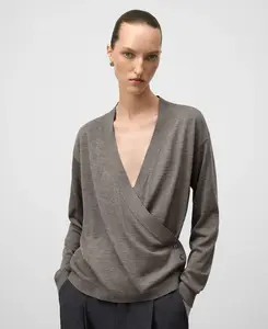 Женский перекрещивающийся кардиган из мериносовой шерсти Adolfo Dominguez, темно-серый