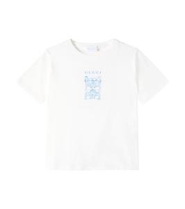 Футболка из хлопкового джерси с принтом Gucci Kids, New White/ Mix