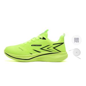 7 SEVFUN Дышащие и легкие низкие кроссовки для бега унисекс розово-салатовые с белыми шнурками, цвет Neon Green (with White Shoelace)