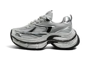 Высокие устойчивые к истиранию противоскользящие низкие массивные кроссовки для женщин HUANQIU, серебро