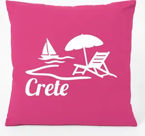 Подушка для дивана Huuraa Crete Greece Gift 40x40 см с хлопковым наполнителем цвета фуксии, сувенир на Крите Hellweg Druckerei