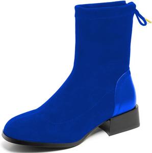 Женские ботильоны YDN с закругленным носком, удобные, на низком каблуке-блоке, с бантом сзади, на плоской подошве, размеры 4-15 US, Royal Blue
