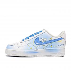 Nike Мужские низкие скейтбордные кроссовки Air Force 1 Paper Plane, износостойкие, синий