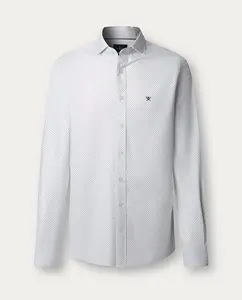 Мужская рубашка Oxford классического кроя с мини-геометрическим узором, большие размеры Hackett, синий