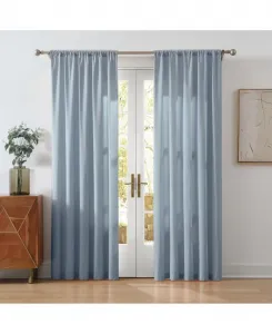 Комплект из двух штор из 100% хлопка, перкаль, плотность ткани 200 TC Cannon, светло-голубой
