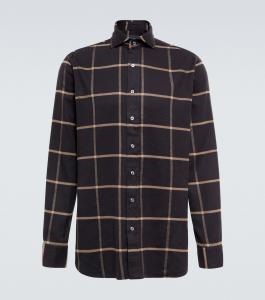 Рубашка из хлопчатобумажной саржи в клетку Lardini, Briown Check