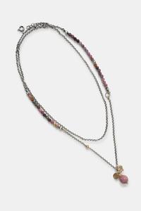 Колье с рубином и турмалином, изготовлено вручную из позолоченного серебра Answear.Lab, фиолетовый