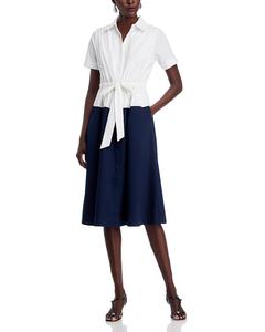 Короткое платье с короткими рукавами и пуговицами в стиле колорблок T Tahari, мультиколор