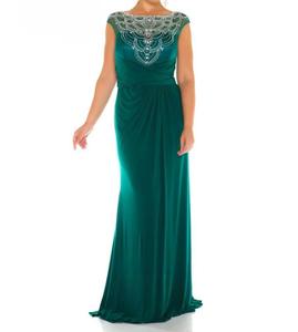 Иллюзионное бисерное платье с воротником - Plus In Deep Emerald Mac Duggal