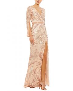Платье Mac Duggal с пайетками и запахом, золотой