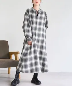 Платье-рубашка из светлой фланели в клетку с эффектом омбре Coen, цвет Dk.Gray