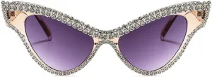 Солнцезащитные очки Melrose Cat Eye для женщин, сверкающие стразами, модные ретро-очки с бриллиантами, защита от ультрафиолета UV400, Tea