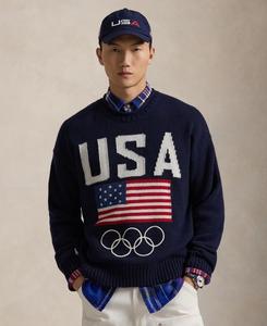 Свитер с высоким воротником из шерстяной смеси с символикой сборной США Polo Ralph Lauren, Navy Combo