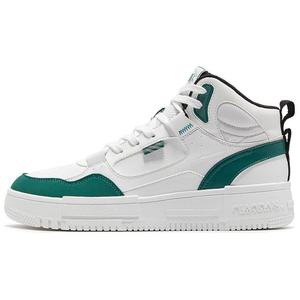 Скользоустойчивые амортизирующие высокие кроссовки для скейтбординга мужские бело-зеленые QIAODAN, цвет Ivory White/Clover Green