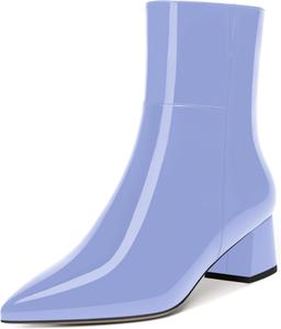 Женские ботинки NUMALEO с пряжкой, с острым носком, для активного отдыха, стильные, с низким толстым каблуком 5 см, высокие до щиколотки, Lavender
