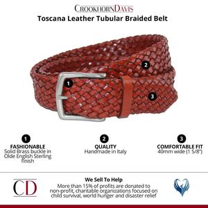 Кожаный плетеный ремень Toscana CrookhornDavis, цвет Chili