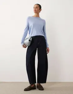 Легкий вязаный топ с круглым вырезом Mango пастельно-синего цвета