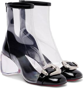 Женские прозрачные ботильоны на щиколотку с модным массивным каблуком, короткие ботильоны с квадратным носком и пряжкой, с молнией сзади для вечеринок, свадеб и шоу NSZPD, Black