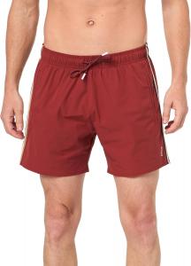 Мужские однотонные плавки-шорты BOSS с культовыми полосками по бокам, Russet Brown