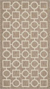 Ковер SAFAVIEH, 61 x 110 см, Courtyard Collection Brown/Bone CY6925 для дома и улицы, водонепроницаемый, легко чистится, для патио, заднего двора, прихожей