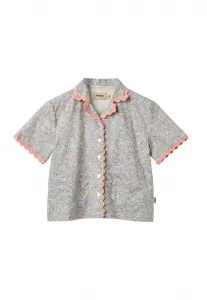 Блузка с короткими рукавами vilma на пуговицах Wheat, Air Blue Flowers