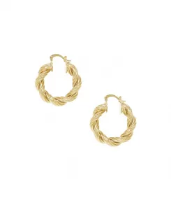 Современные женские серьги-кольца из 18-каратного золота с закрученным стержнем Ettika, gold