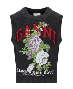 Жилет с цветами Ganni, серый