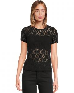 Топ Hanky Panky Signature Lace Short Sleeve Top, черный