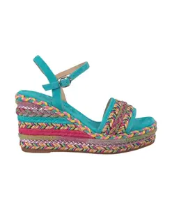 Сандалии на танкетке, плетеные, с жемчугом Alma En Pena, мультиколор