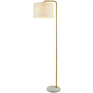 Напольная лампа Gallow Floor Lamp - антикварное золото, мраморное основание и белый абажур E27 1 шт. Searchlight, Antik-Gold und Weiß