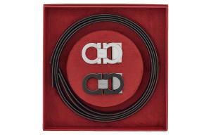 Ferragamo Кожаный ремень мужской черный ширина 4 см, Black