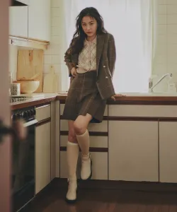 Брюки-юбка из шерстяной фланели Jill By Jill Stuart, цвет Brown Check 1