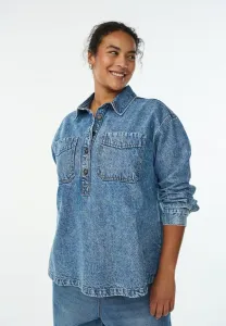 Блузка с короткими рукавами и коричневой блузкой Zizzi, Light Blue Snow