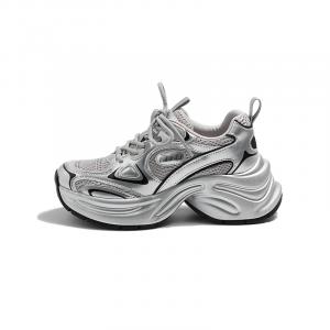 MIS. DANNY Серебряные противоскользящие дышащие женские кроссовки на массивной подошве, цвет Silver