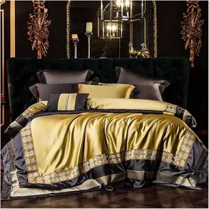 YUSIWOAL Комплект постельного белья Винтажный шик пэчворк с вышивкой атласный сатин хлопок