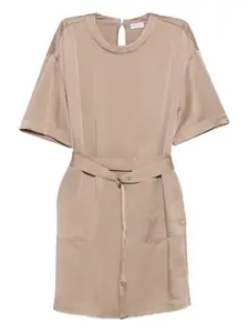 Мини-платье с поясом Brunello Cucinelli, нейтральный