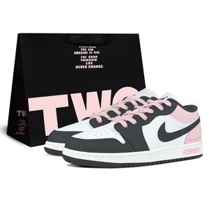 Jordan Женские кроссовки Air 1 Abrasion Resistant Low top Vintage Basketball Shoes черные розовые