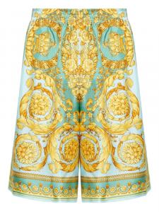 Шорты из шелка с принтом Versace Barocco, зеленый